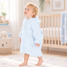 18C1002: Young Infants Plain Oversized Plush Hoodie  WIth Borg Lined Hood- Sky Blue (One Size - 18 Months- 3 Years)